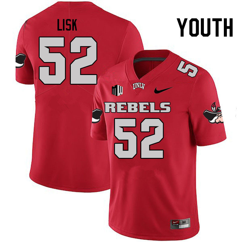 Youth #52 Ben Lisk UNLV Rebels College Football Jerseys Stitched Sale-Scarlet